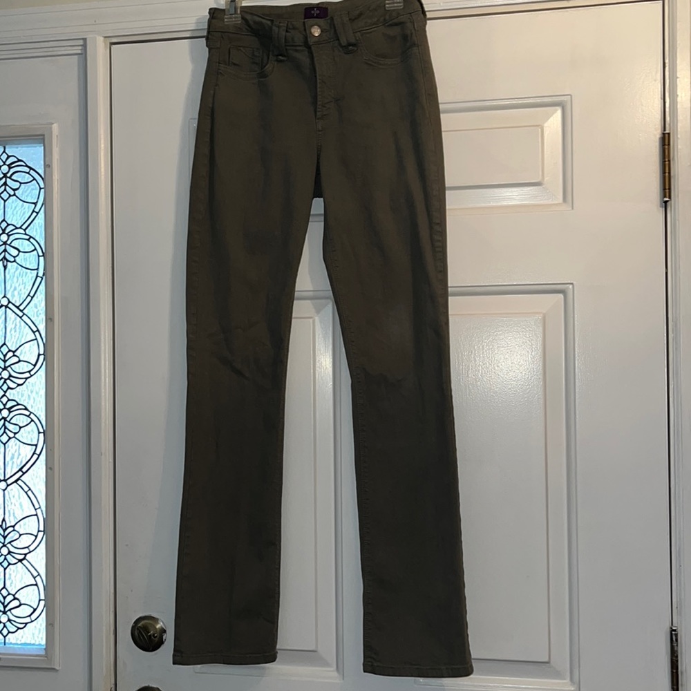 NYDJ Olive Green Slim Straight Pants size 8
